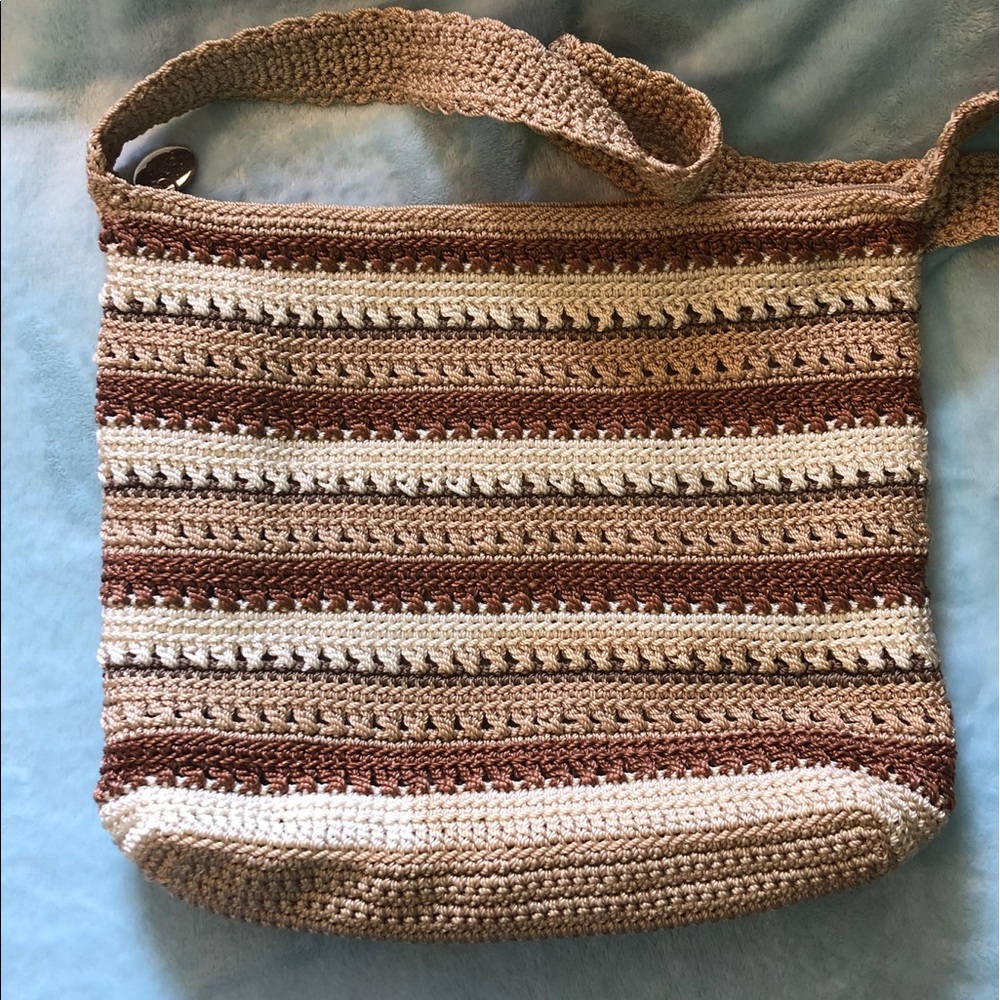 Earth tone Sak crochet mini purse.